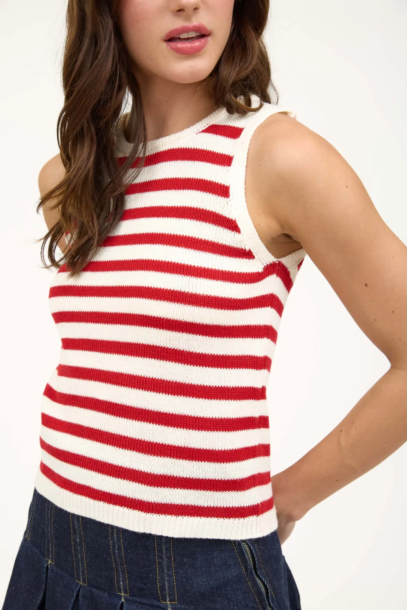STRIPE SWEATER CROPPED TANK TOP