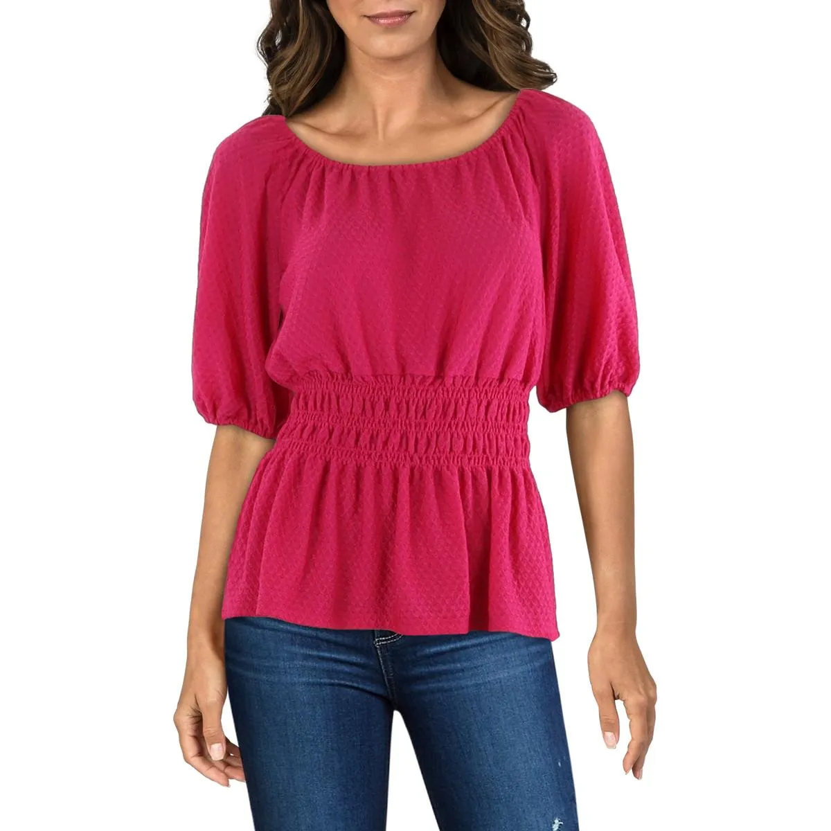 Studio by JPR Womens Waist Peasant Gathered Blouse