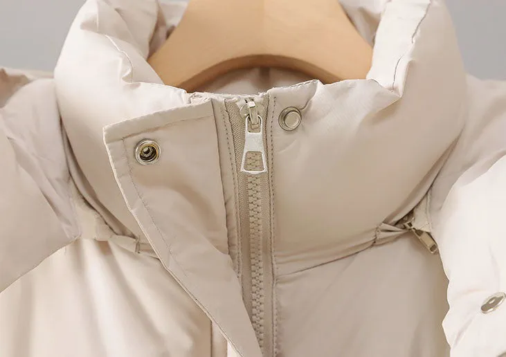Stylish Knee-Length Puffer Coat for Women Featuring Cargo Patch Pockets