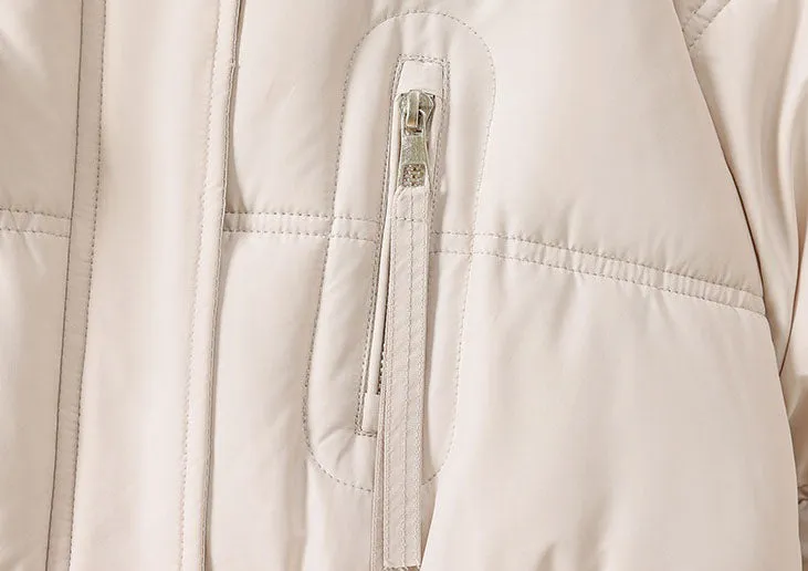 Stylish Knee-Length Puffer Coat for Women Featuring Cargo Patch Pockets