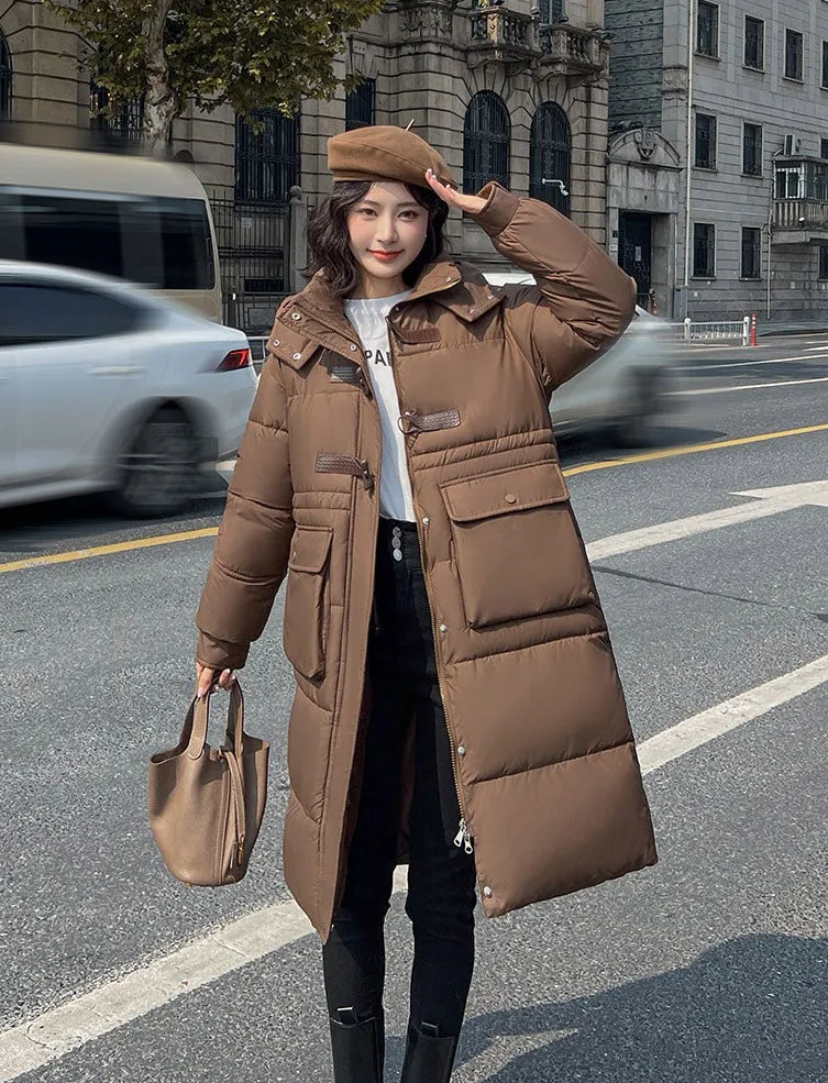 Stylish Quilted Knee-Length Puffer Jacket for Women