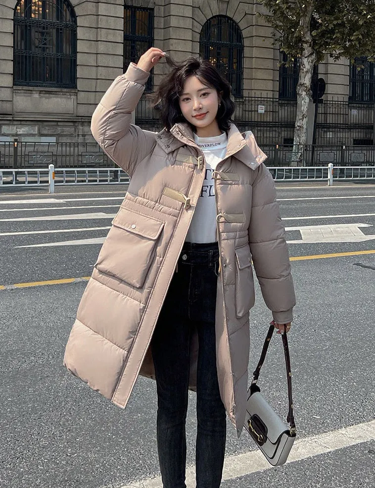 Stylish Quilted Knee-Length Puffer Jacket for Women