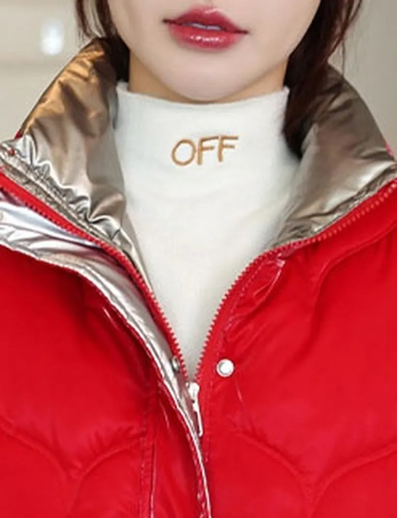 Stylish Vintage Stain-resistant Puffer Jacket for Women with Full Zip Closure
