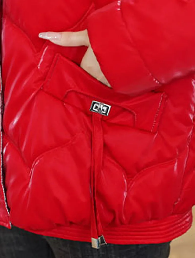 Stylish Vintage Stain-resistant Puffer Jacket for Women with Full Zip Closure