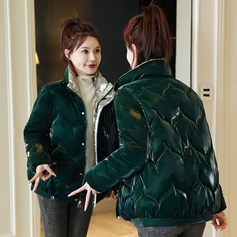 Stylish Vintage Stain-resistant Puffer Jacket for Women with Full Zip Closure