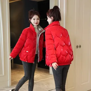 Stylish Vintage Stain-resistant Puffer Jacket for Women with Full Zip Closure