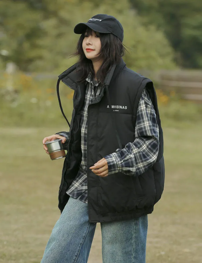 Stylish Windproof Puffer Vest with Zip Up Feature