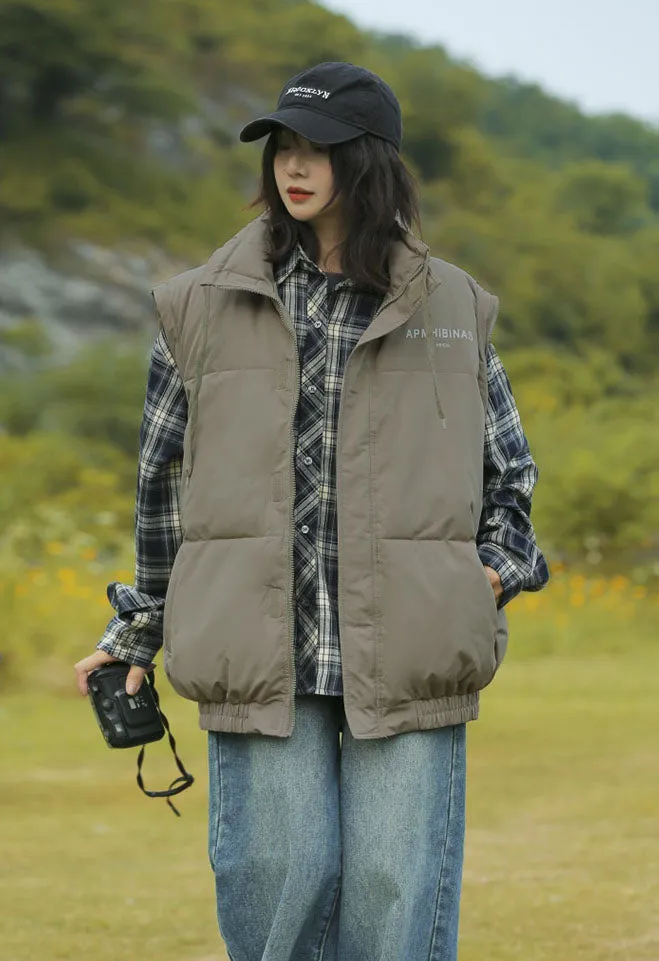Stylish Windproof Puffer Vest with Zip Up Feature