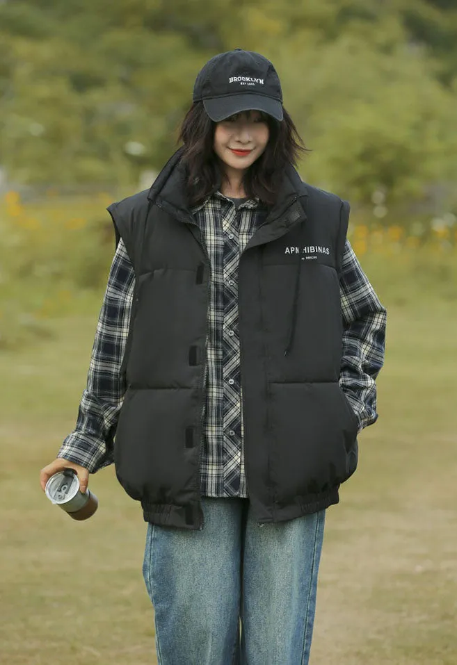 Stylish Windproof Puffer Vest with Zip Up Feature