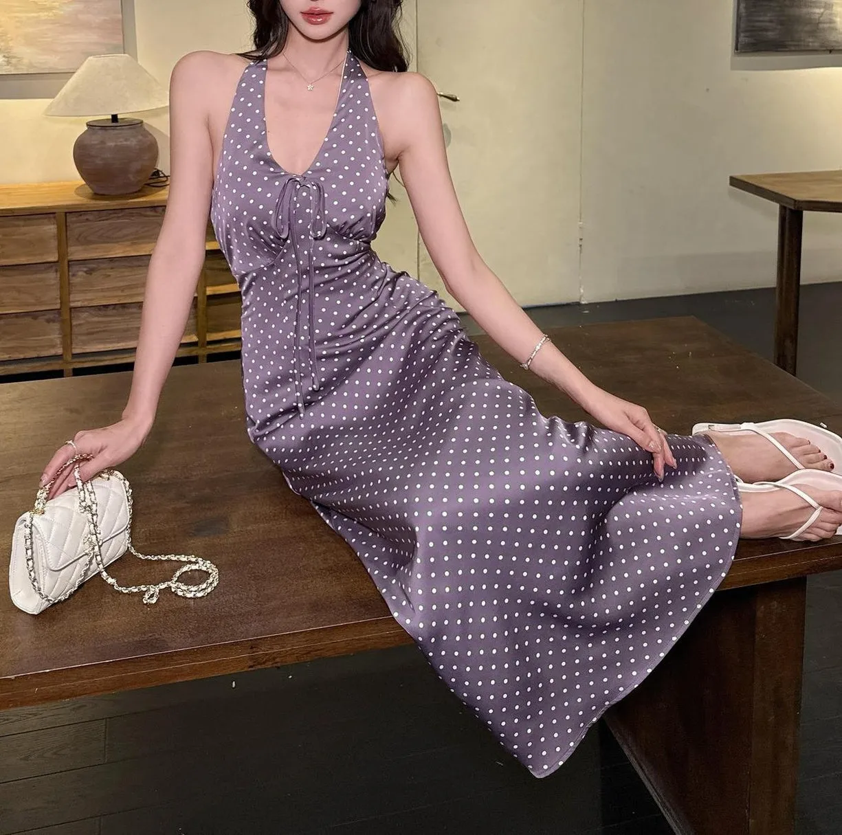Stylish Women's Halterneck Dress in Floral Print for Your Holiday