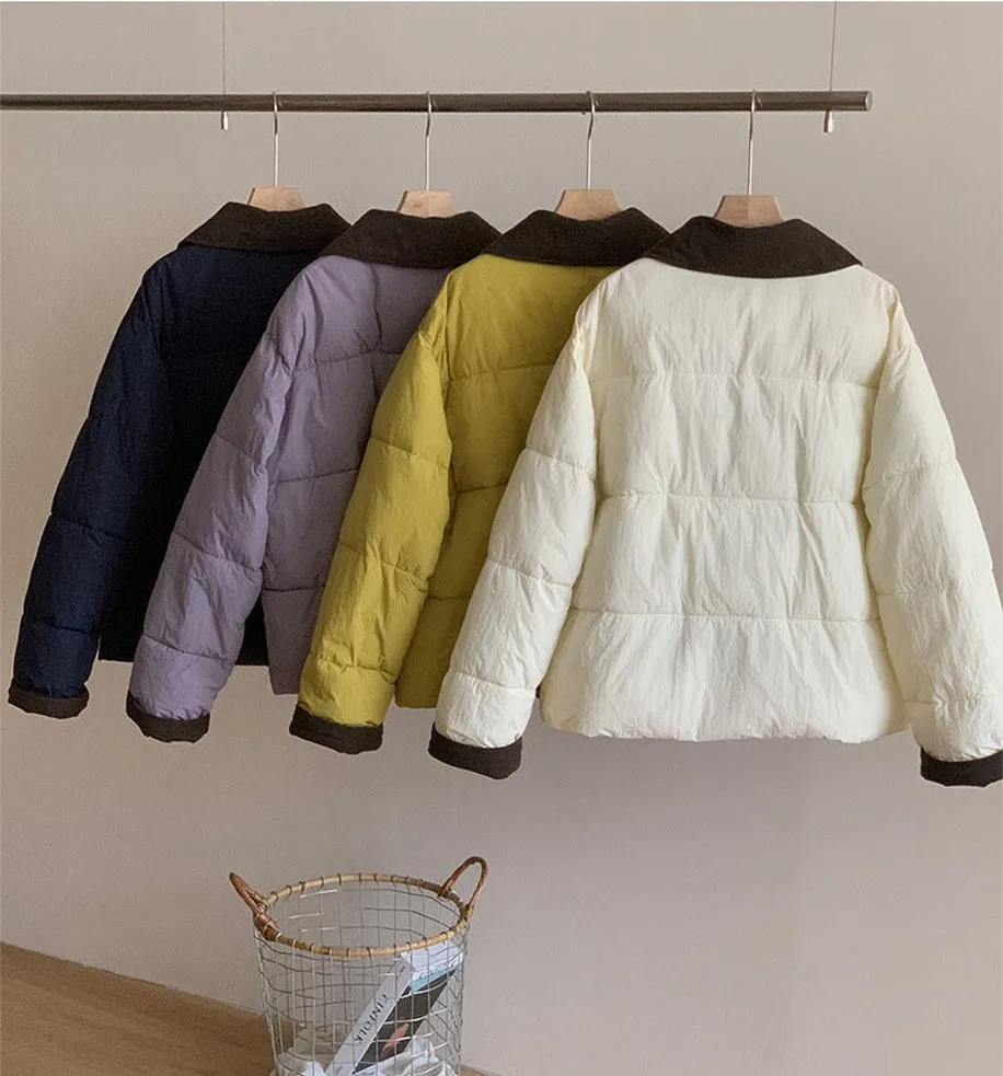 Stylish Women's Quilted Puffer Jacket in Patchwork Design