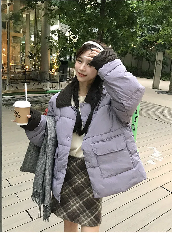 Stylish Women's Quilted Puffer Jacket in Patchwork Design