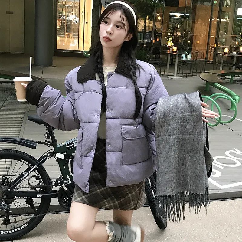 Stylish Women's Quilted Puffer Jacket in Patchwork Design