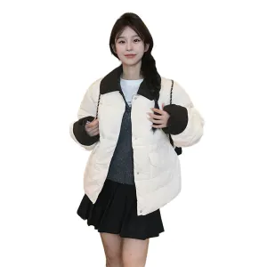 Stylish Women's Quilted Puffer Jacket in Patchwork Design