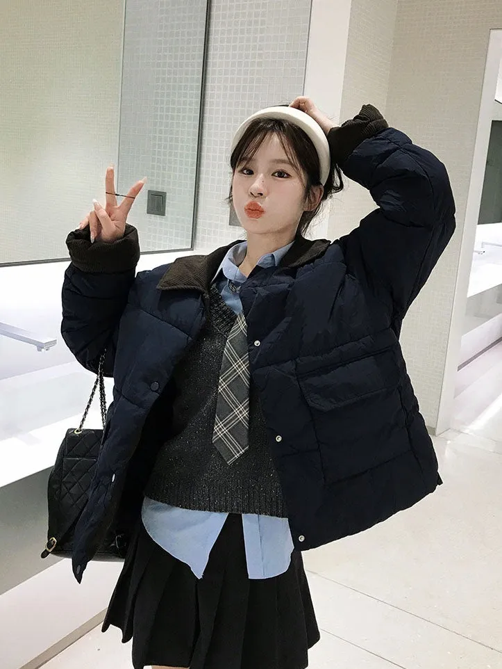 Stylish Women's Quilted Puffer Jacket in Patchwork Design