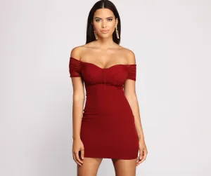 Sweet And Sultry Off Graceful The Shoulder Mini Dress