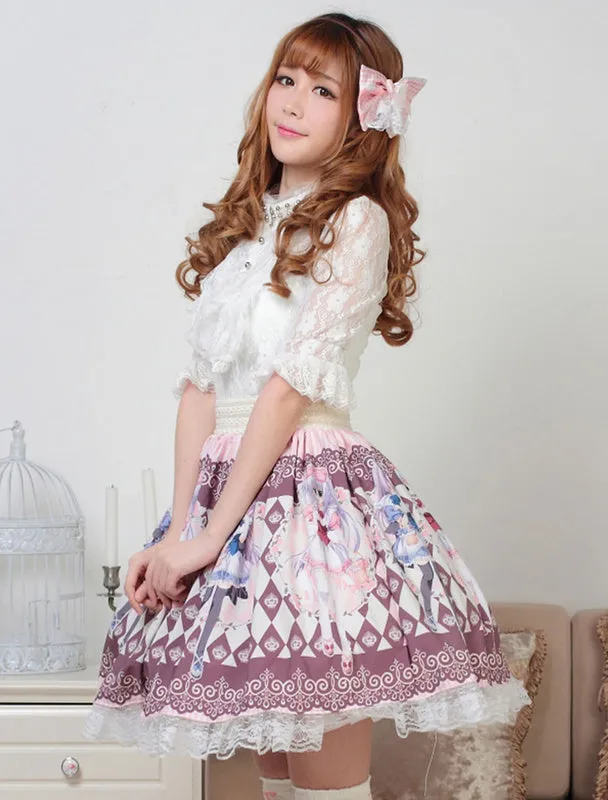 Sweet Lolita SK Lace Print Light Blue Lolita Skirt
