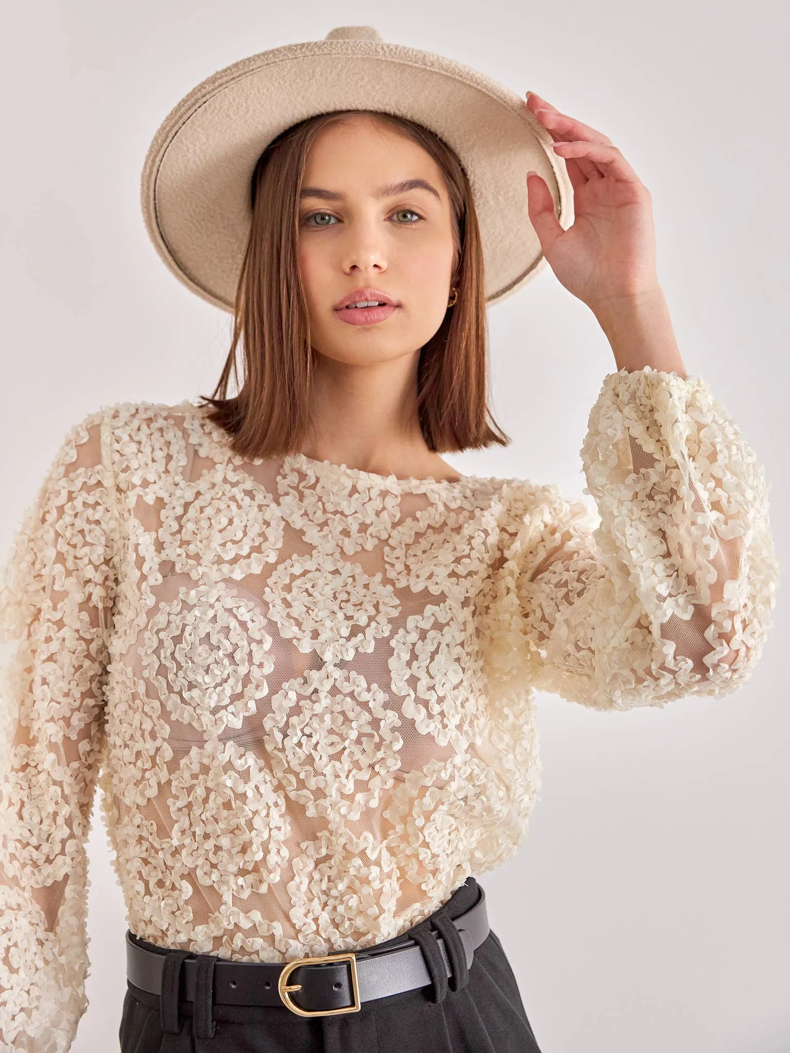 Textured Rosette Blouse