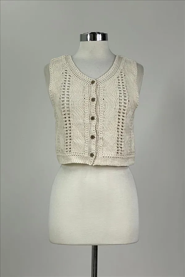 The Leila Crochet Button Down Sweater Vest