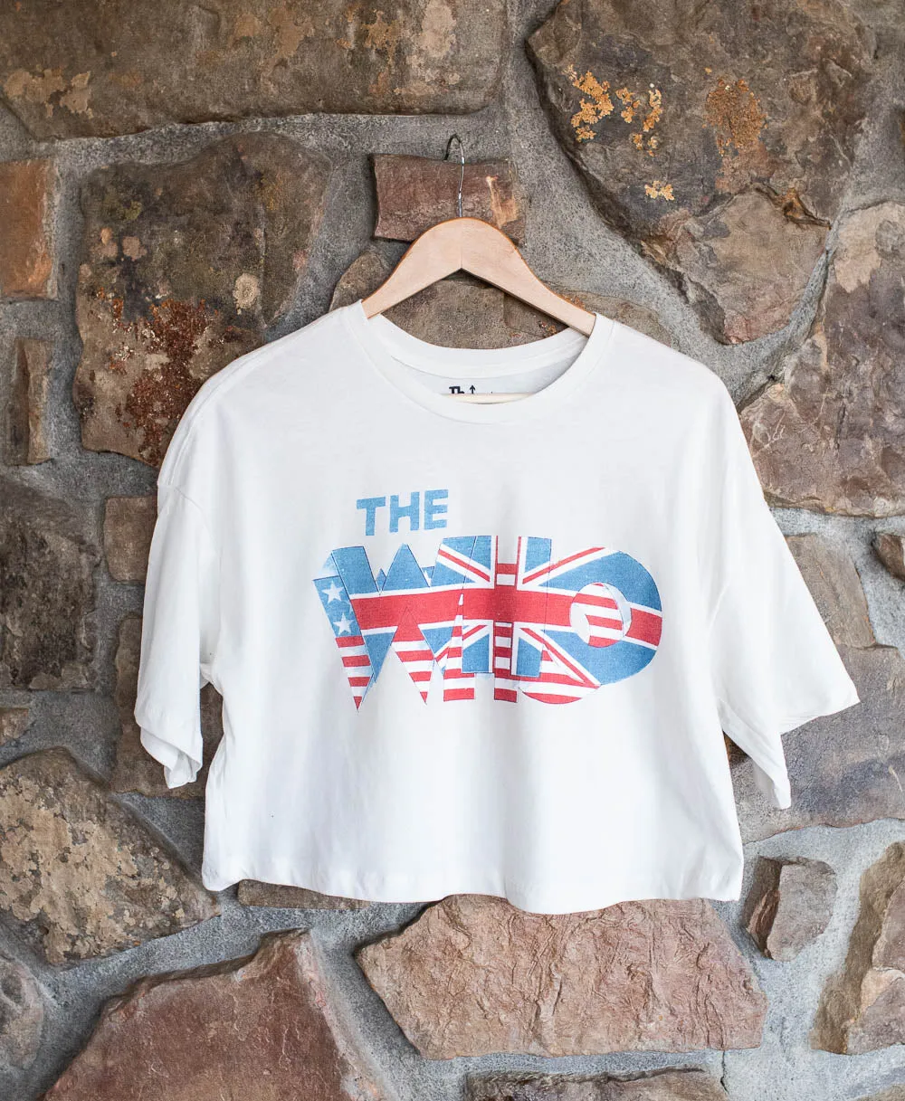 The Who Double Flag Off White Cropped Tee