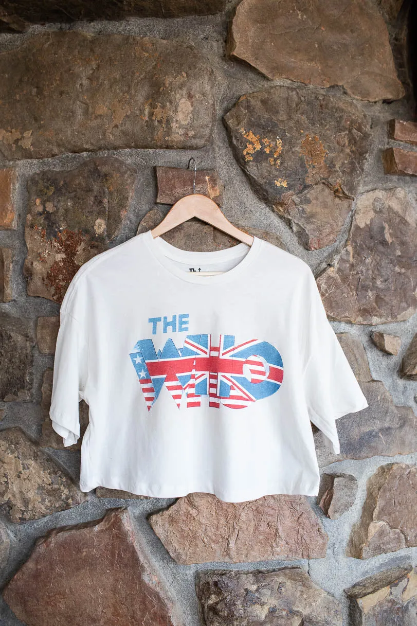 The Who Double Flag Off White Cropped Tee