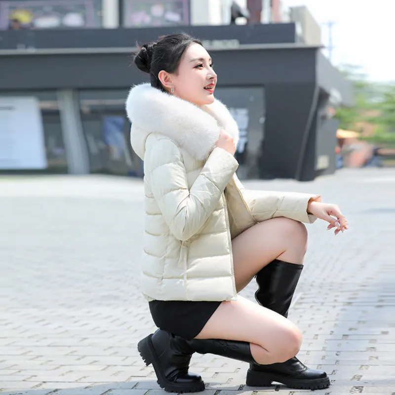 Thickened and Padded Hooded Puffer Jacket for Women