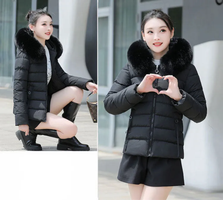 Thickened and Padded Hooded Puffer Jacket for Women