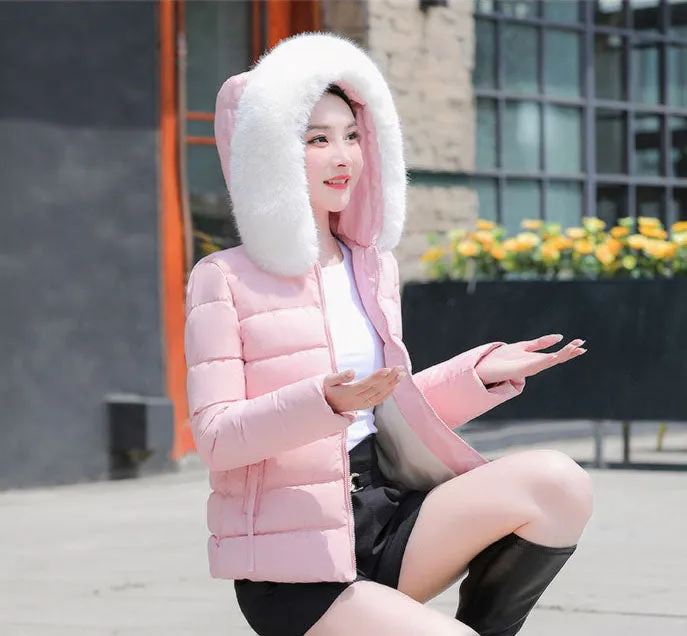 Thickened and Padded Hooded Puffer Jacket for Women