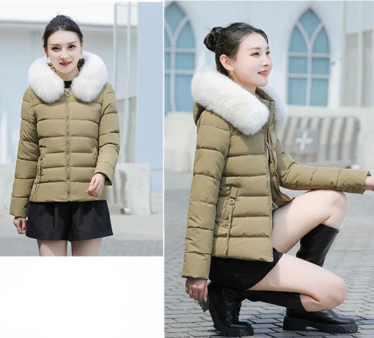 Thickened and Padded Hooded Puffer Jacket for Women