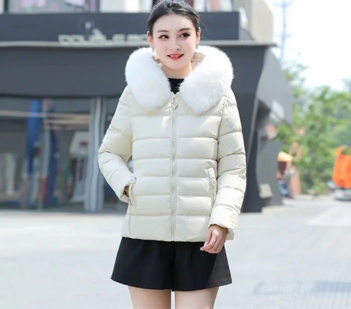 Thickened and Padded Hooded Puffer Jacket for Women