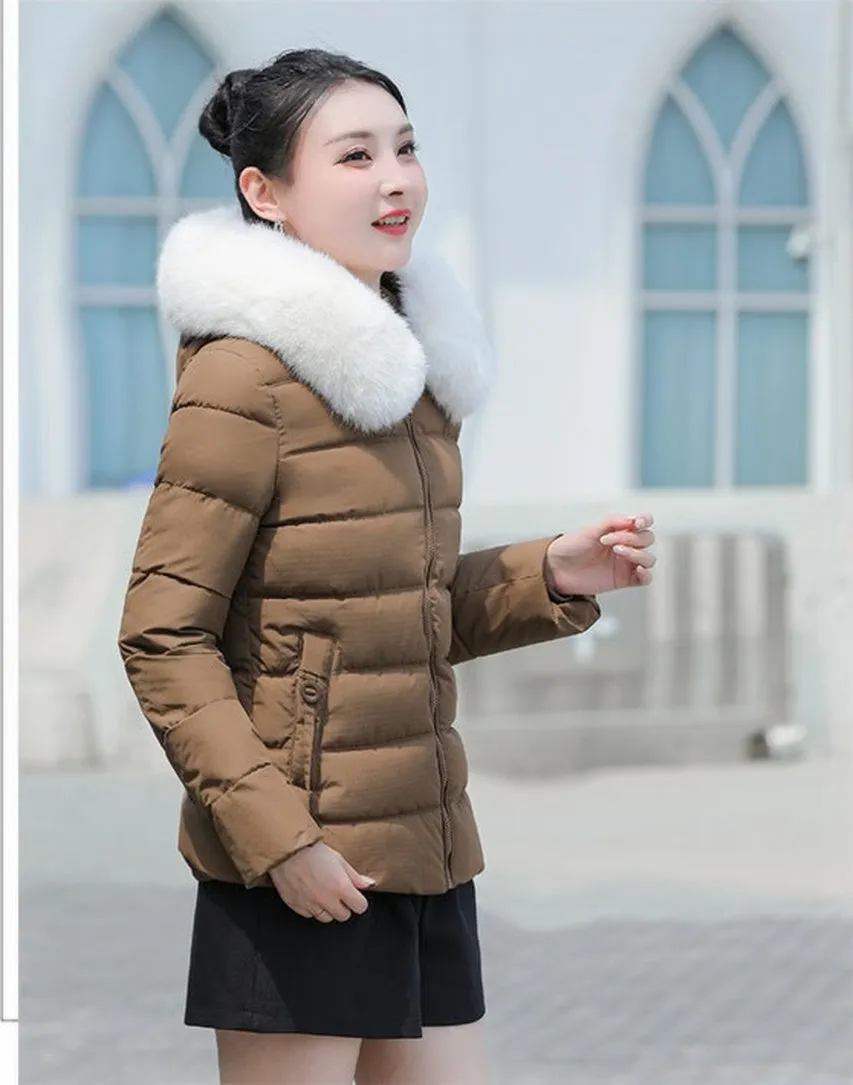 Thickened and Padded Hooded Puffer Jacket for Women