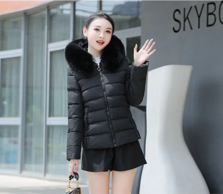 Thickened and Padded Hooded Puffer Jacket for Women