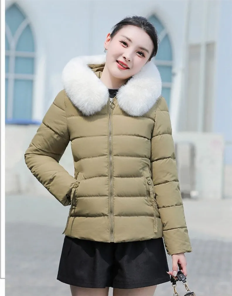 Thickened and Padded Hooded Puffer Jacket for Women