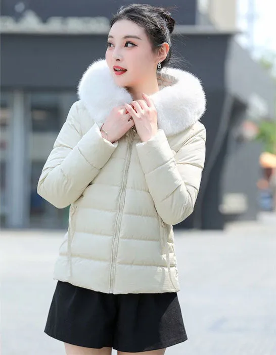Thickened and Padded Hooded Puffer Jacket for Women
