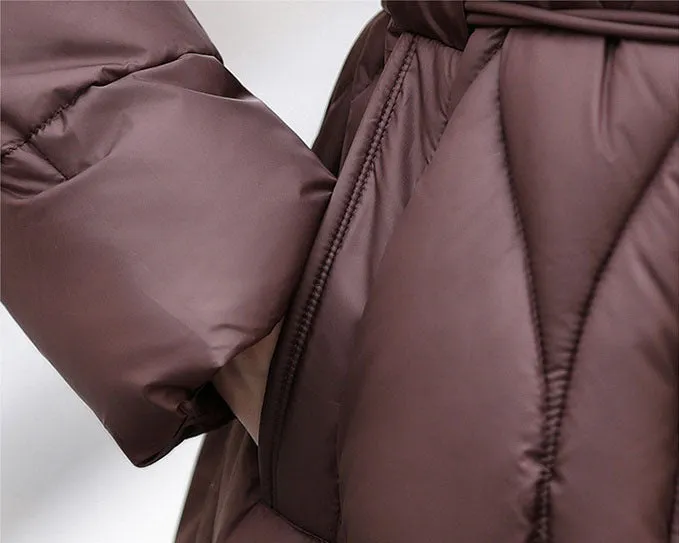 Thickened Quilted and Solid Color Windproof Puffer Jacket for Women
