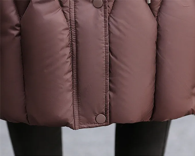 Thickened Quilted and Solid Color Windproof Puffer Jacket for Women