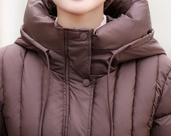 Thickened Quilted and Solid Color Windproof Puffer Jacket for Women