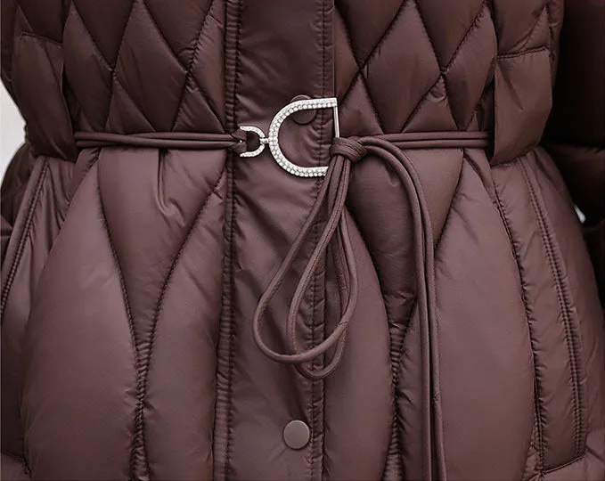 Thickened Quilted and Solid Color Windproof Puffer Jacket for Women
