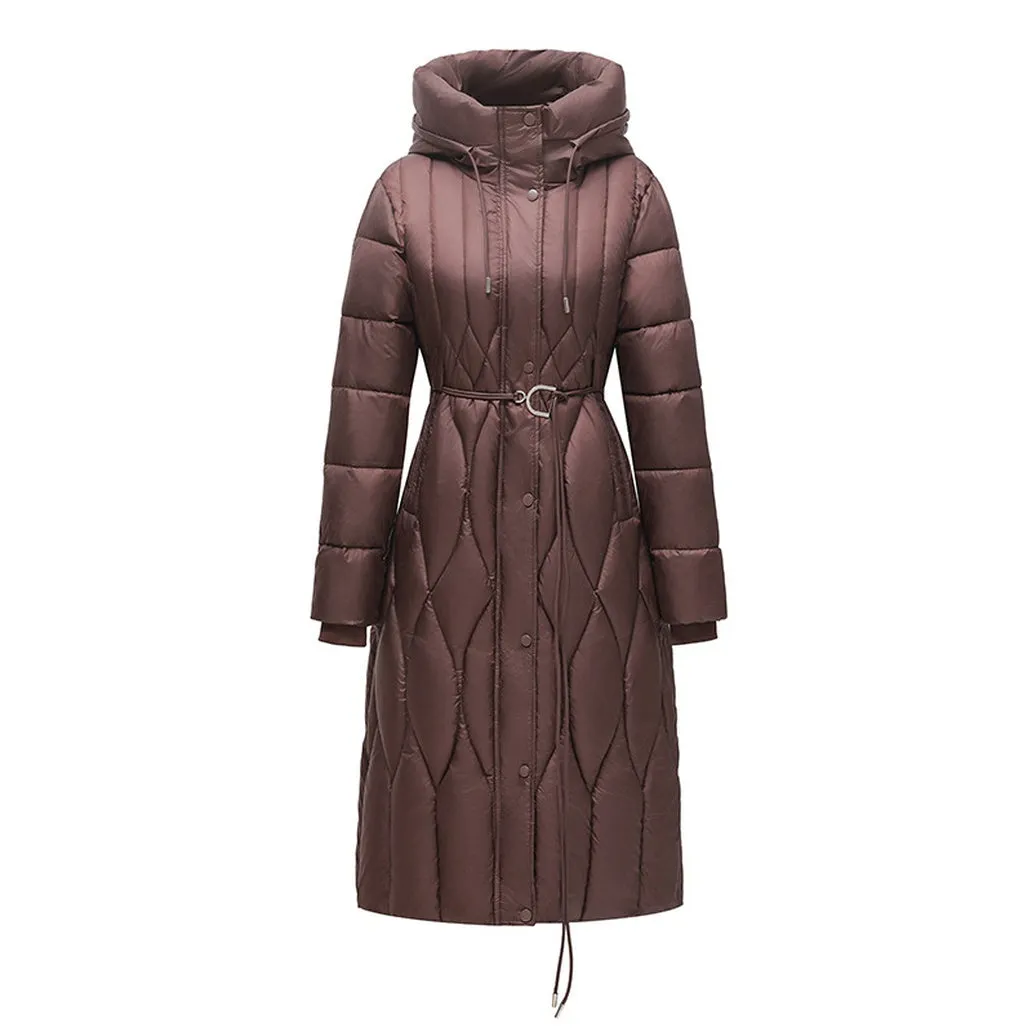 Thickened Quilted and Solid Color Windproof Puffer Jacket for Women