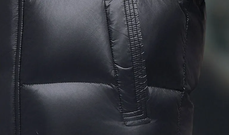 Thickened Quilted Men's Down Jacket with Full Zip
