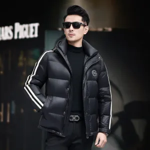 Thickened Quilted Men's Down Jacket with Full Zip