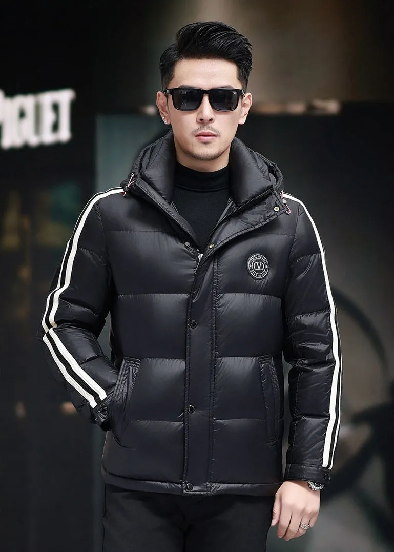 Thickened Quilted Men's Down Jacket with Full Zip