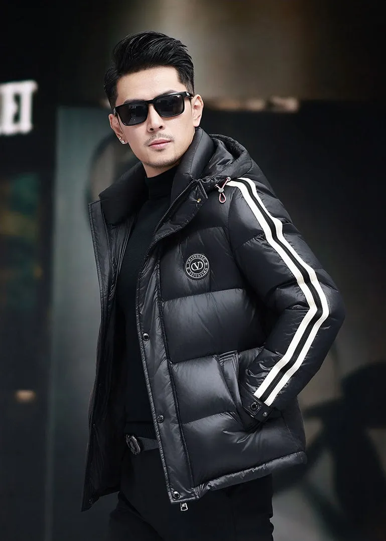 Thickened Quilted Men's Down Jacket with Full Zip