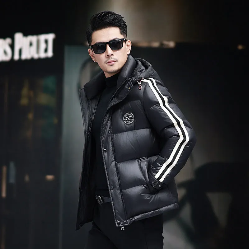 Thickened Quilted Men's Down Jacket with Full Zip