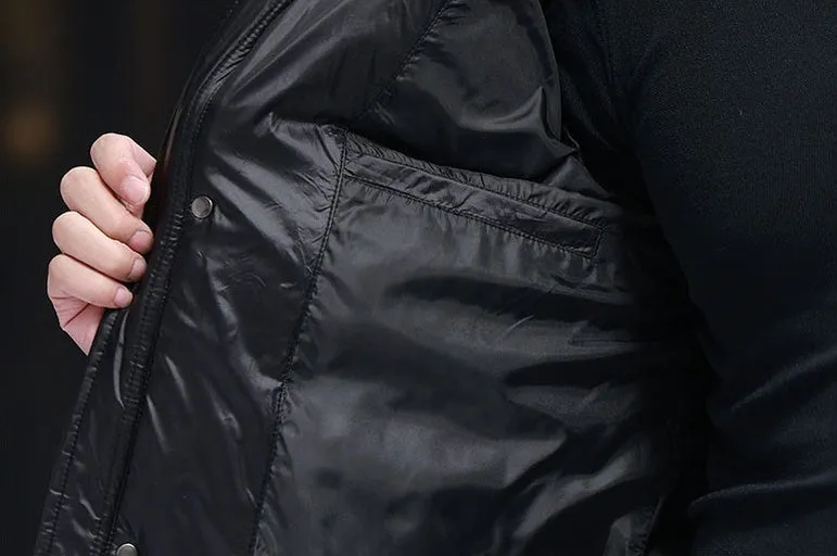 Thickened Quilted Men's Down Jacket with Full Zip