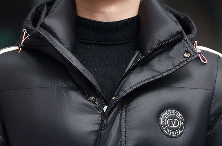 Thickened Quilted Men's Down Jacket with Full Zip