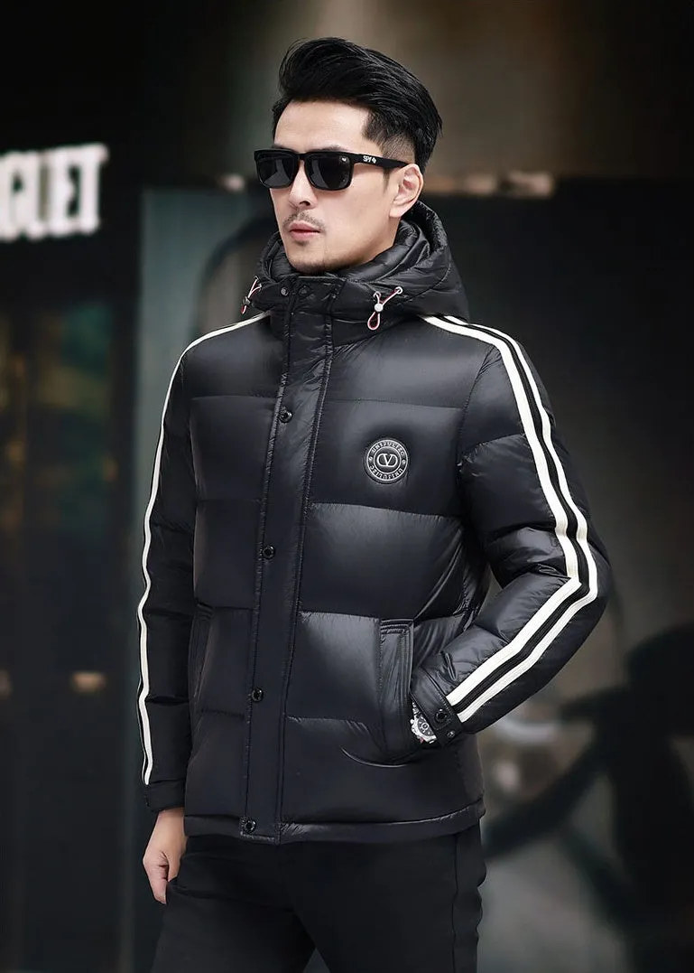 Thickened Quilted Men's Down Jacket with Full Zip