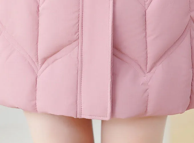 Thickened Quilted Puffer Coat with Waist Drawstring for Women