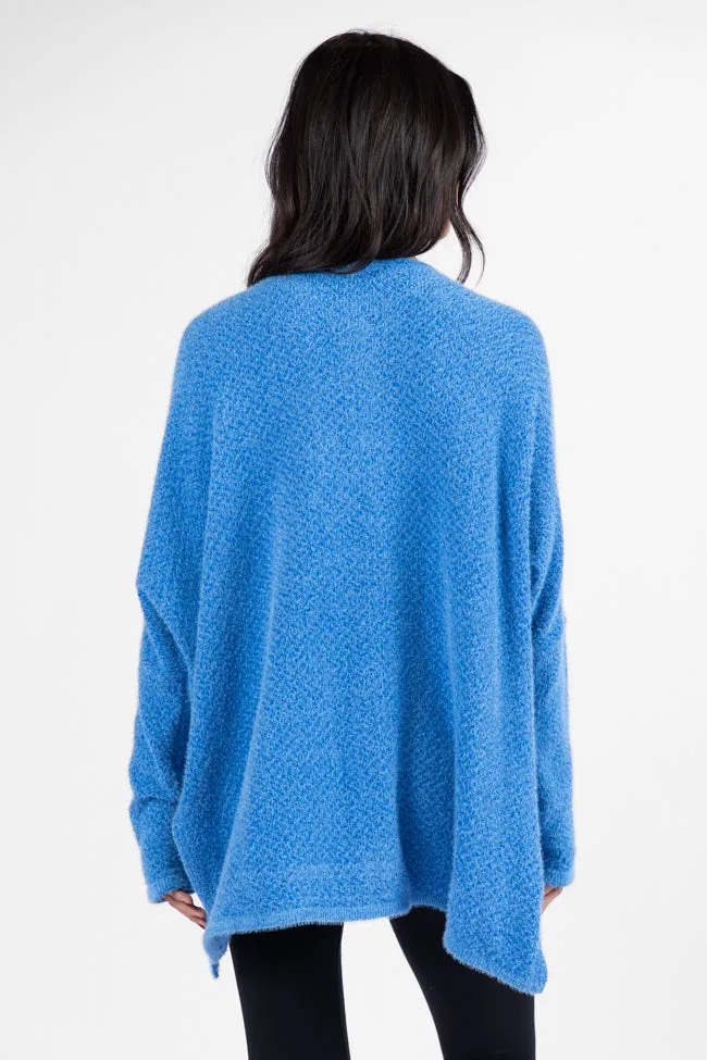 Thinking Of You Blue Fuzzy Henley Blouse FINAL SALE