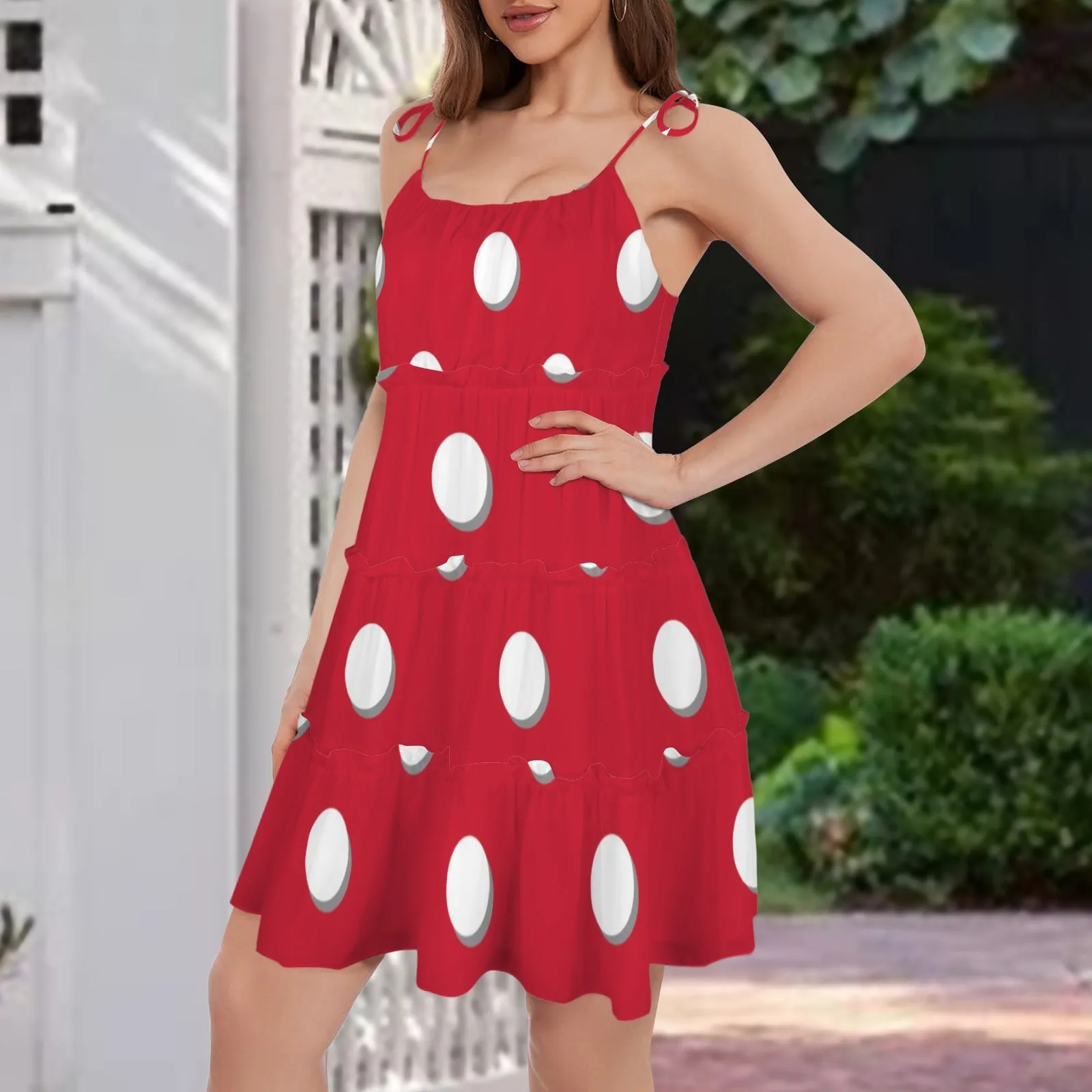Tie Shoulder Ruffle Tiered Dress